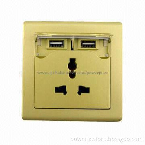 AC USB wall outlet, USB power outlet/silver color wall plug with USB